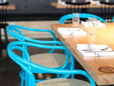 Hock Farm Restaurant with Turquoise Bentwood Chairs  